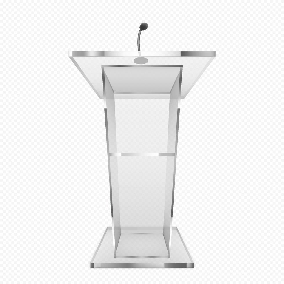 Glass pulpit, podium or tribune, rostrum stand vector