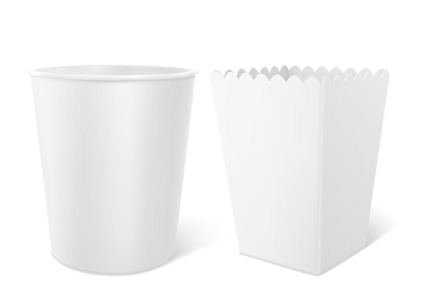 Blank bucket for popcorn, hen wings or legs mockup vector
