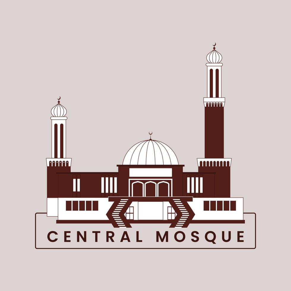 Birmingham central mosque illustration template design vector