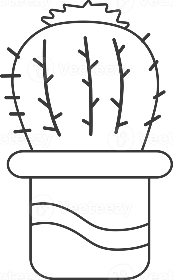 cactus nel un' pentola, disegno per colorazione. png