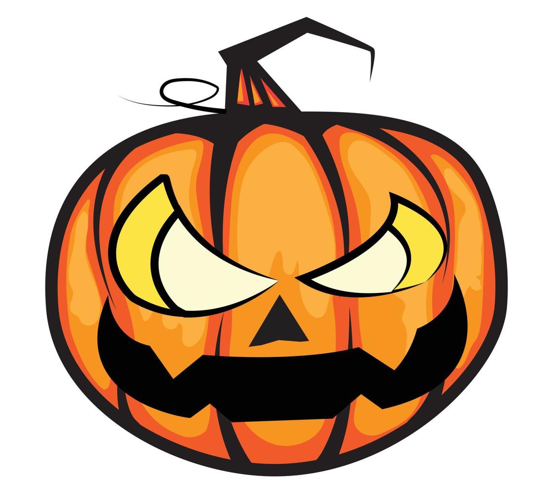 la cabeza de calabaza del diablo halloween da miedo con los ojos y la boca. vector