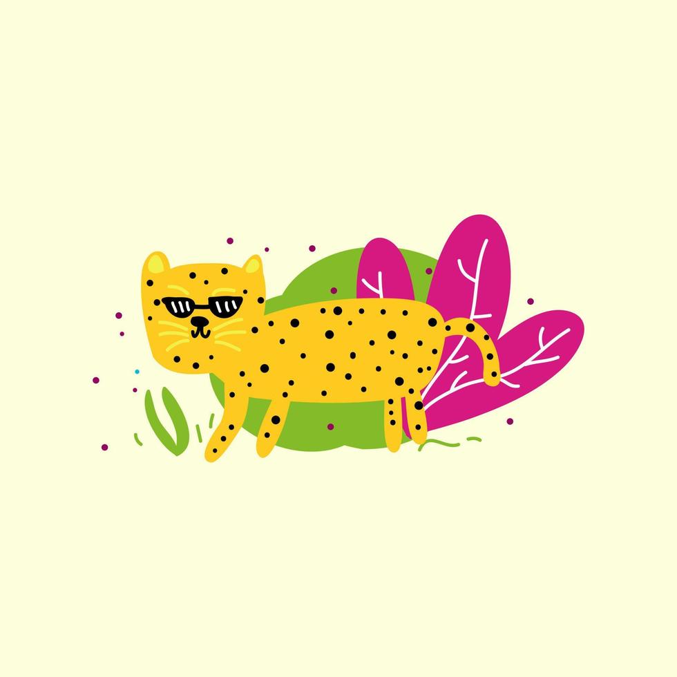 Cute Tiger in childish style. Vector Illustration.