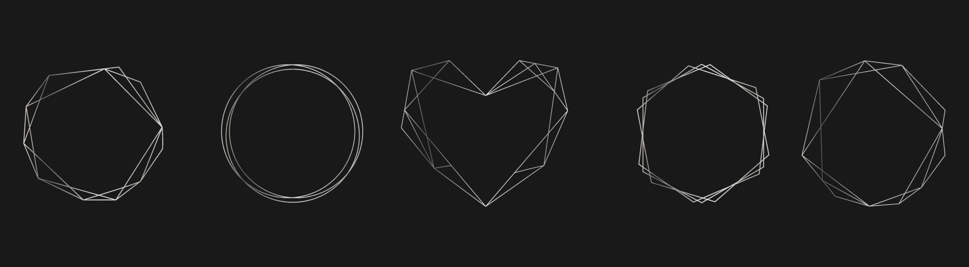 Set of silver vector frames for invitations, luxury decor in art deco