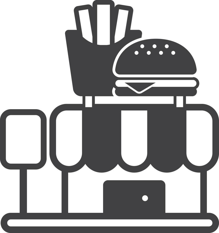 hamburger shop building illustration in minimal style vector