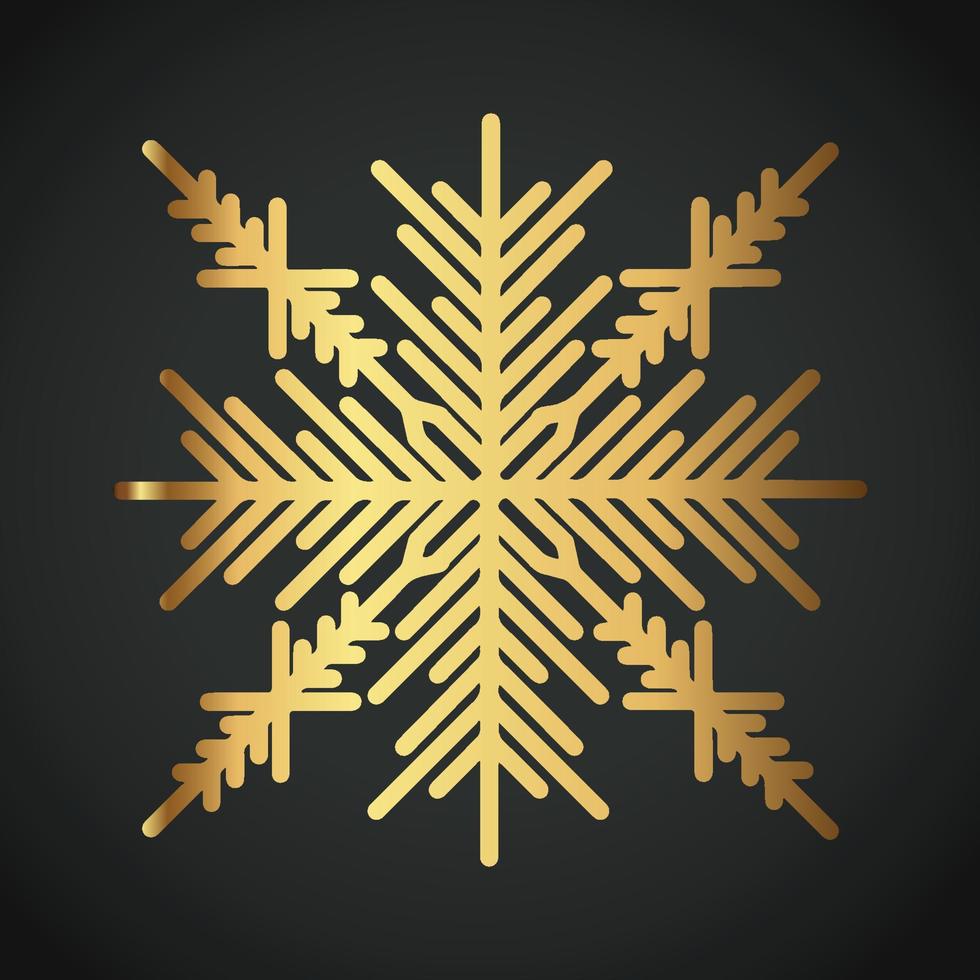 Snowflake Ornament Vector golden color on black background