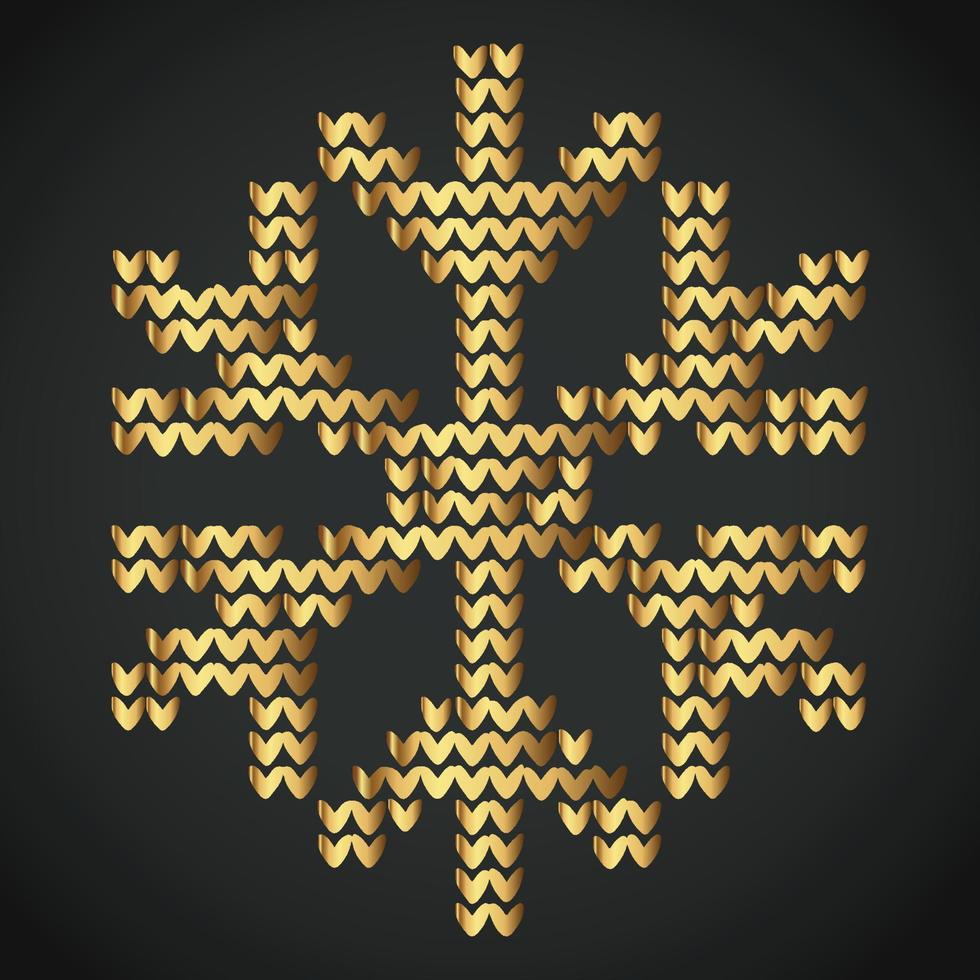 Snowflake Ornament Vector golden color on black background