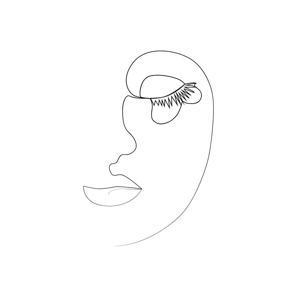 línea continua, dibujo de rostros y peinados, concepto de moda, minimalista de belleza femenina, ilustración vector