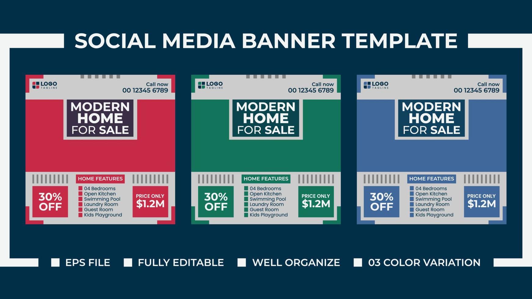 Modern Home Sale Social Media Ads Banner Template vector