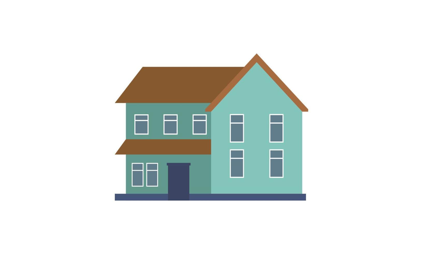 casa exterior logo vector ilustración vista frontal con techo