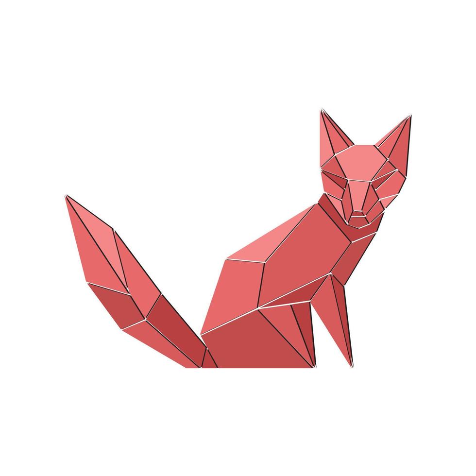 Origami fox vector creative design. the beautiful art of origami animal shapes.