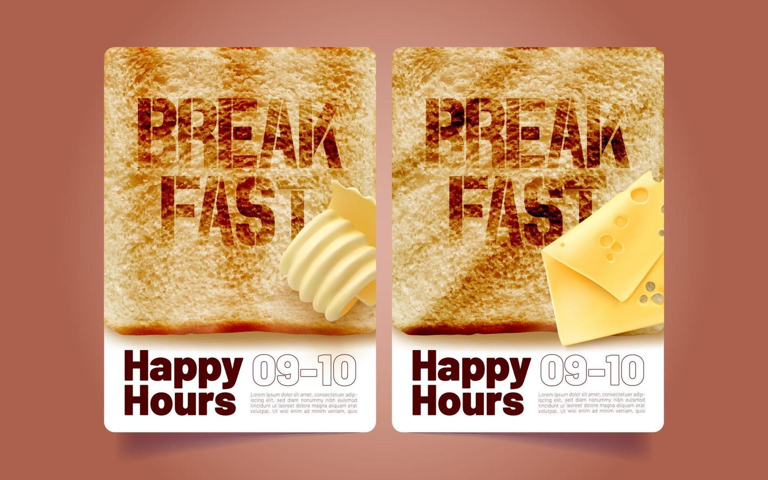Happy hours banner realistic templates set vector