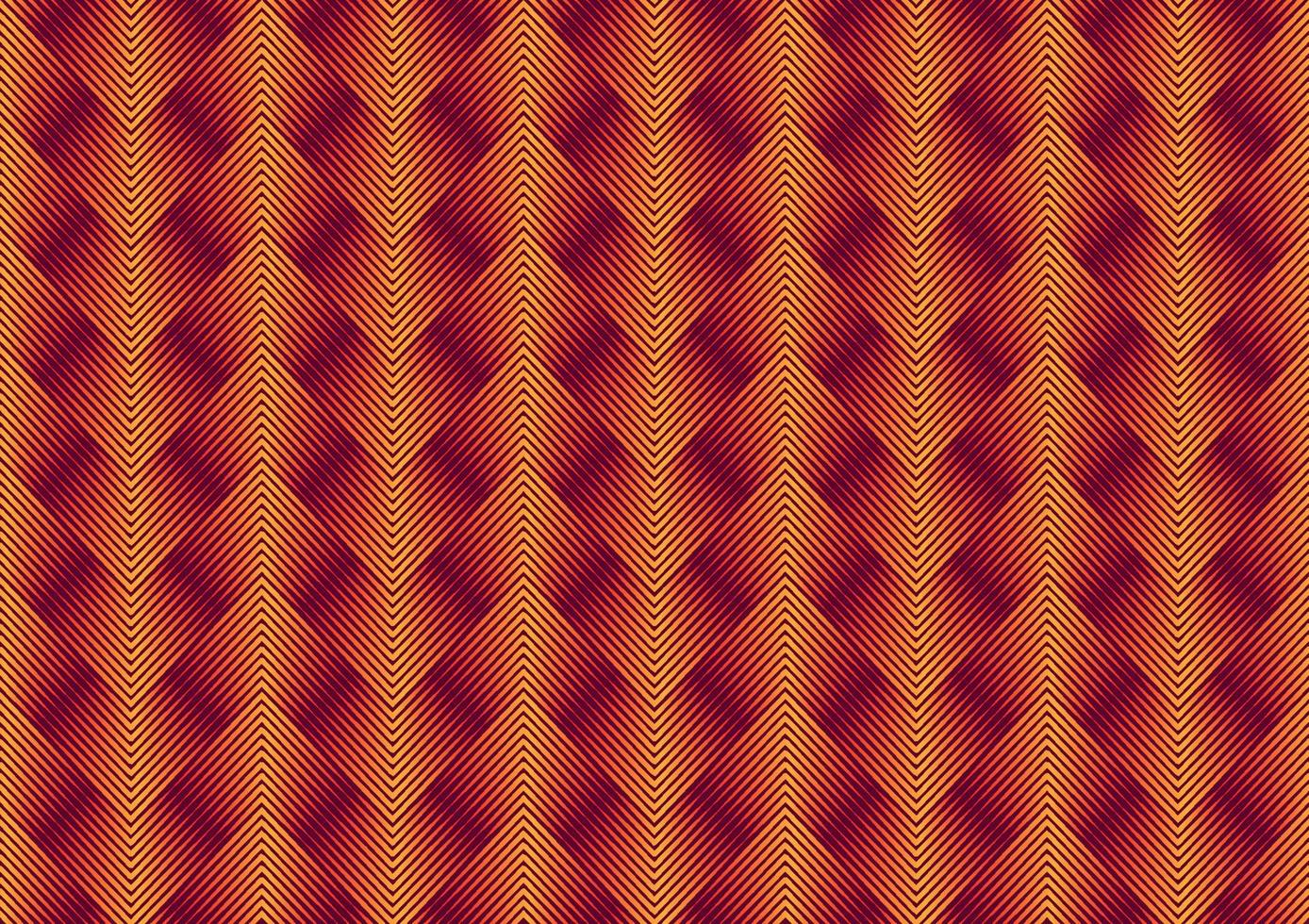 un patrón en zigzag creado a partir de formas geométricas. el oro rojo brillante se ve elegante verticalmente contra la tela bellamente estampada horizontalmente vector