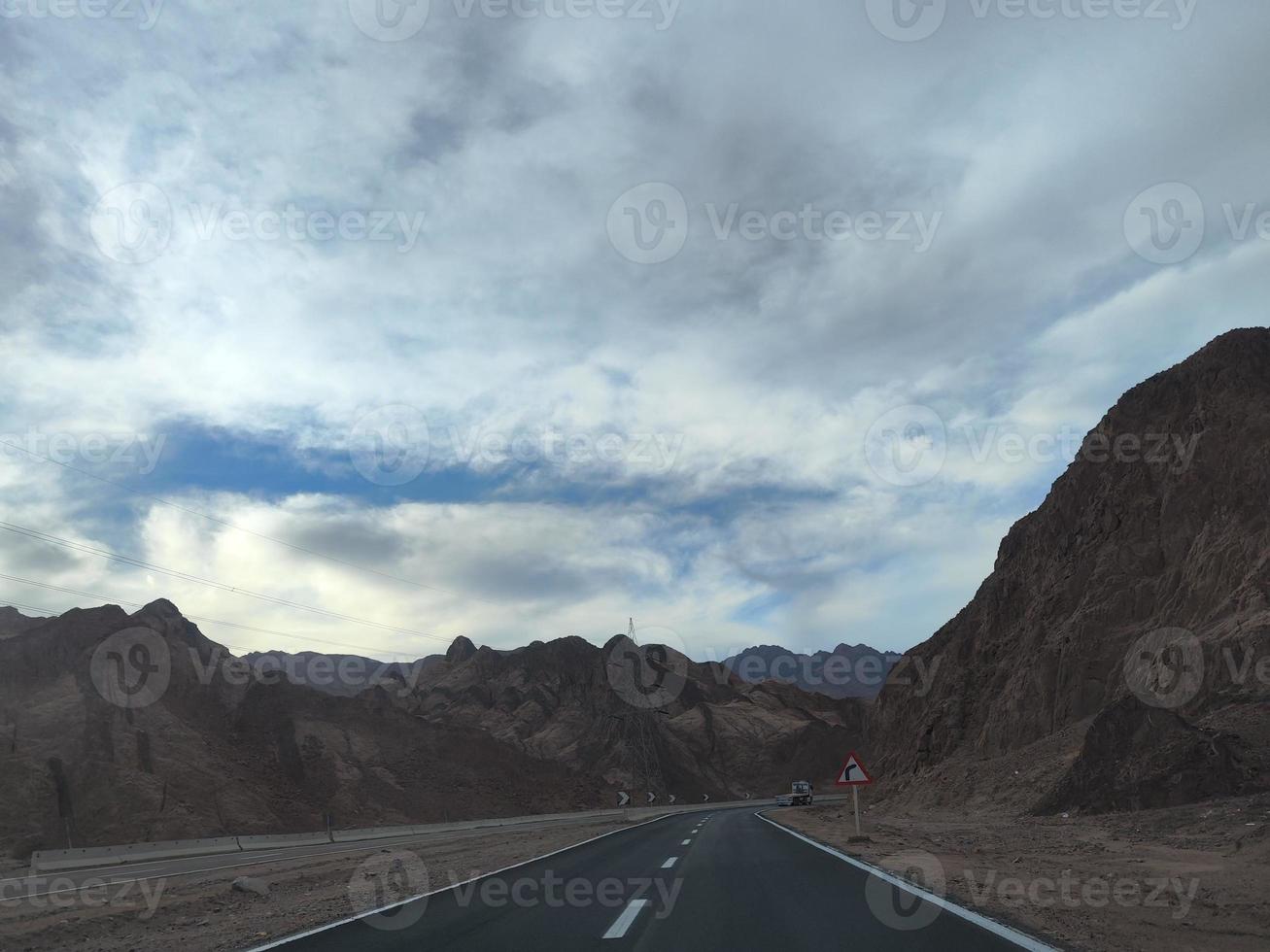 full moon on high way to sharm el sheikh mountains way photo