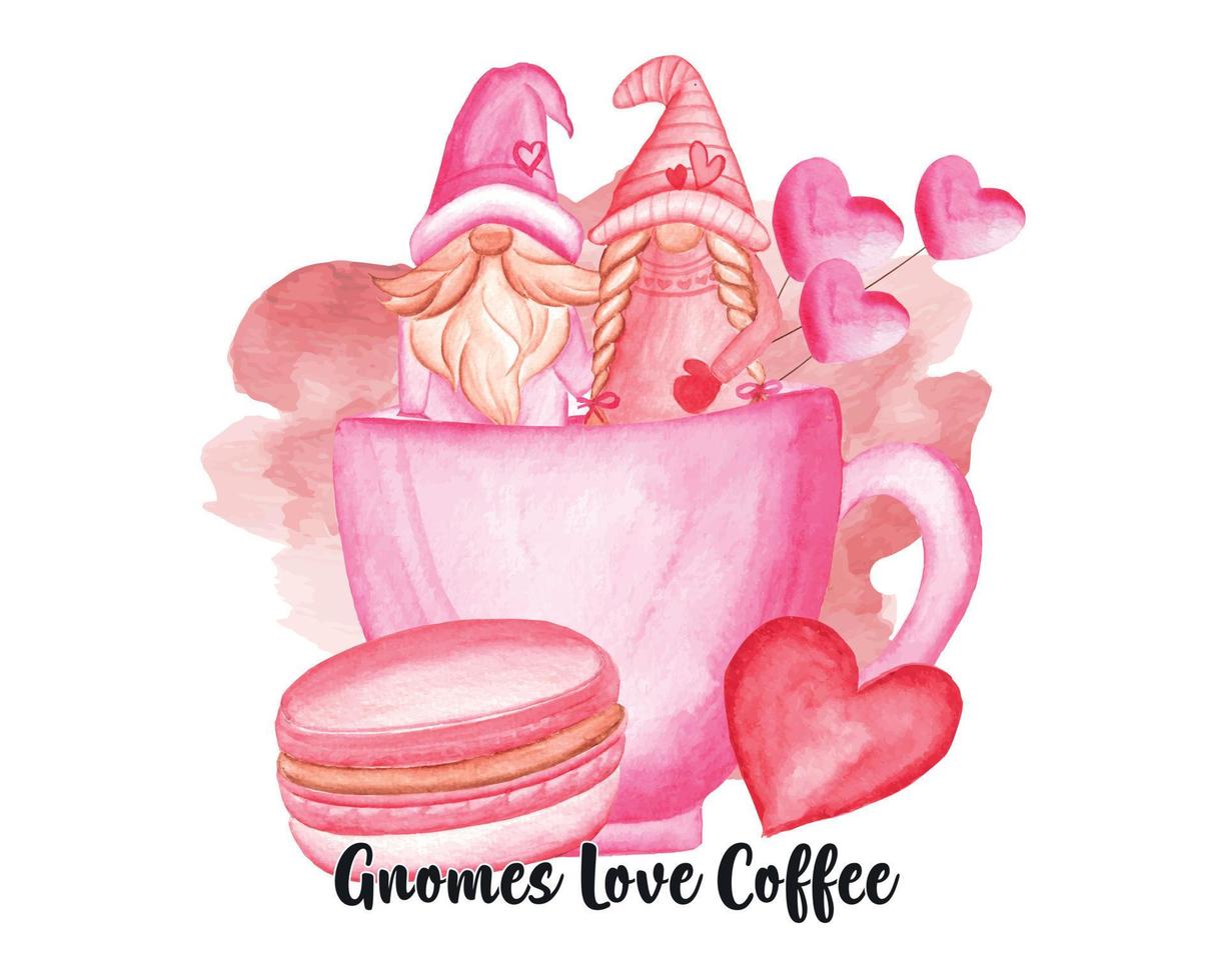 Valentine Day gnome sublimation Design for t-shirt, scrapbooks, pillow cover, cards and others vector