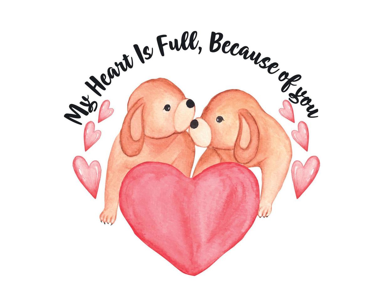 Watercolor Couple Dog Valentine Day Sublimation for T-shirt vector