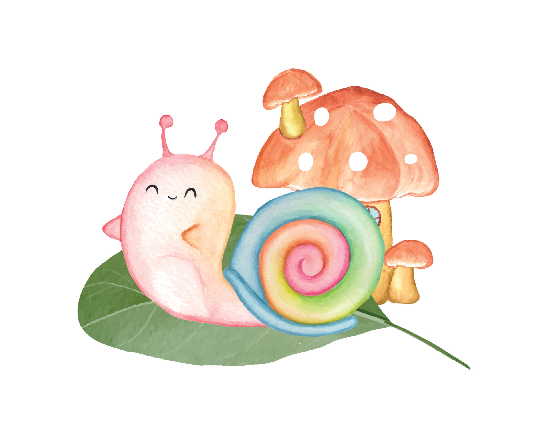 Watercolor snail clipart set, cute garden snail illustration 19201024