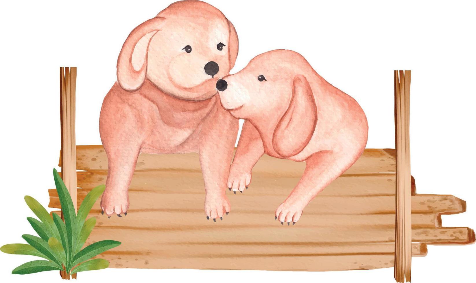 Dog Valentine Day couple Dog Watercolor clipart vector