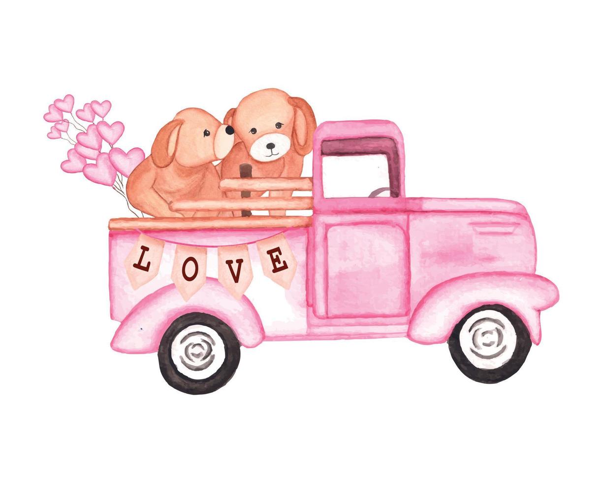 Watercolor Couple Dog Valentine Day Sublimation for T-shirt vector