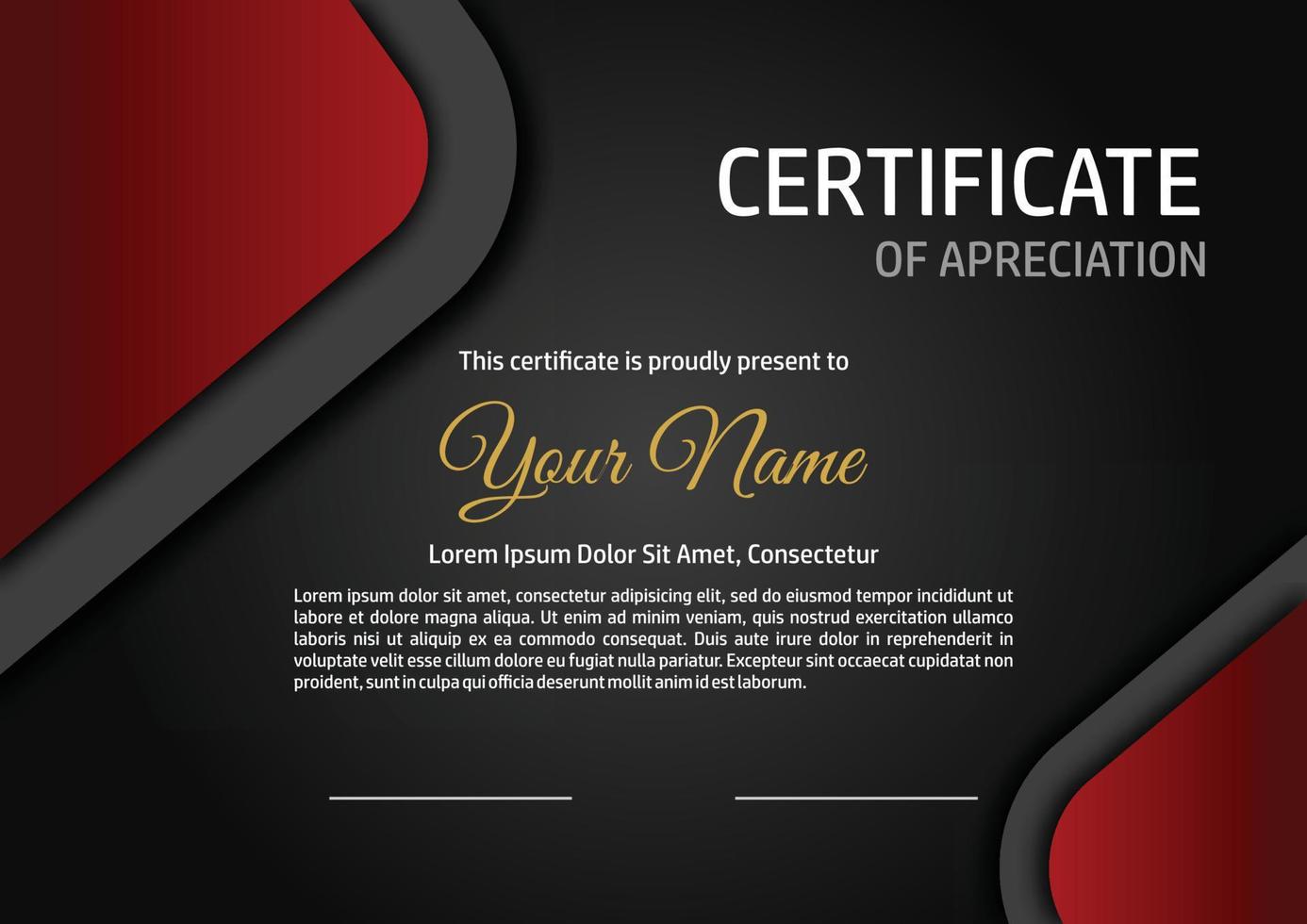certificate red and black elegant vector