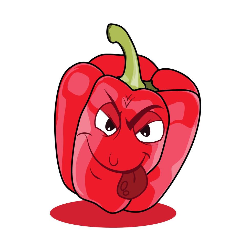 Red Paprika Cartoon Character. Vector Illustration Isolated on White Background