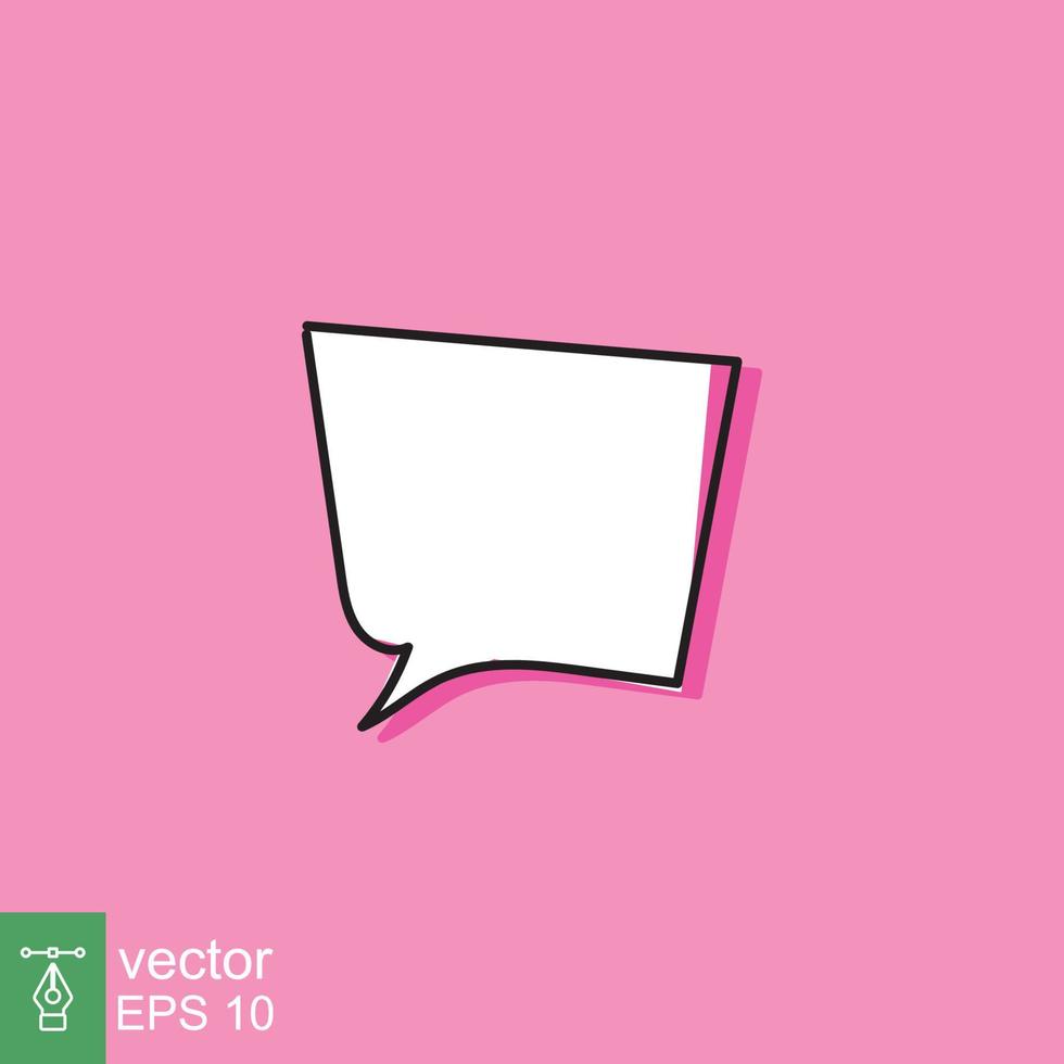 Cloud cartoon speech bubble icon. Simple flat style. Hand drawn, doodle, communication concept. Vector illustration isolated on pink background. EPS 10.