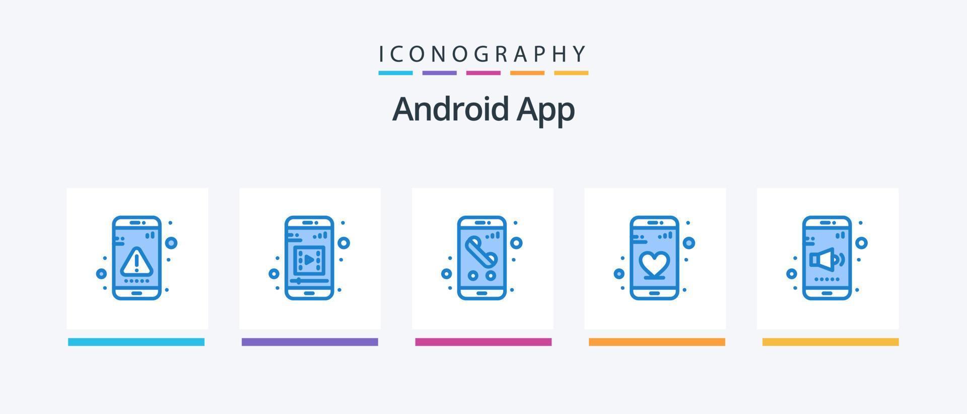 paquete de iconos azul 5 de la aplicación de Android, incluido el móvil. teléfono. aplicación tener una cita. vocación. diseño de iconos creativos vector