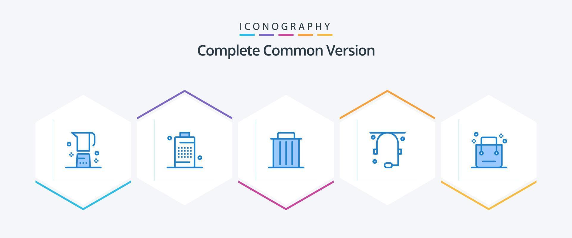 Complete Common Version 25 Blue icon pack including help. communication. phone. trash. recycle vector