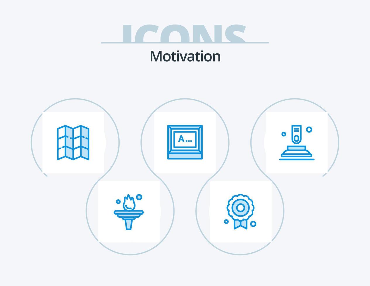 Motivation Blue Icon Pack 5 Icon Design. start. button. location. press. text vector