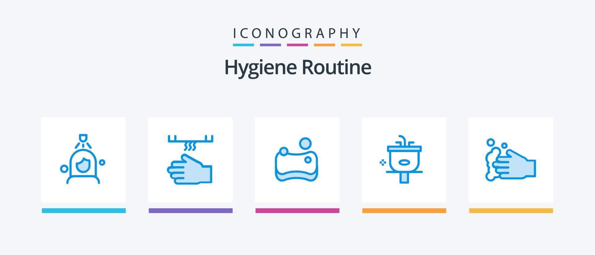 Hygiene Routine Blue 5 Icon Pack Including cleaning. shower. hand. cleaning. basin. Creative Icons Design vector