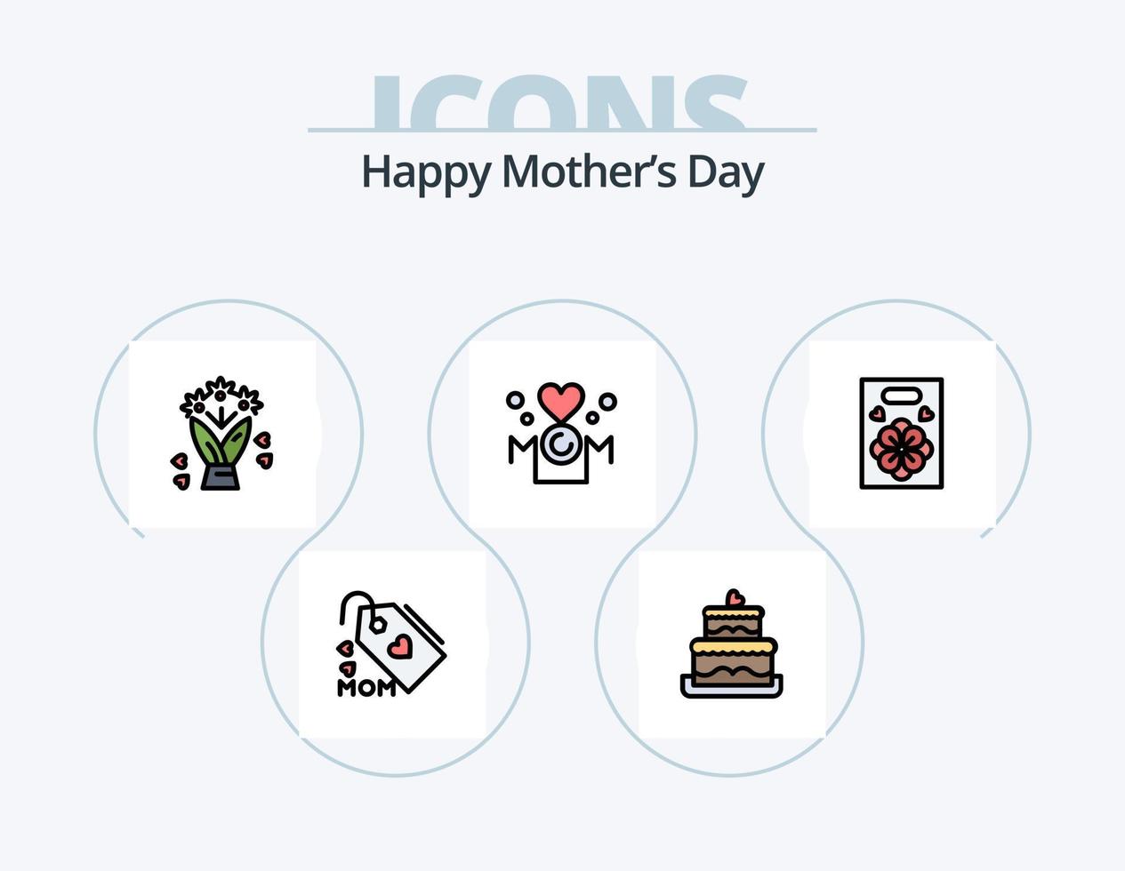 Happy Mothers Day Line Filled Icon Pack 5 Icon Design. . certificate . gift. medal . interior vector