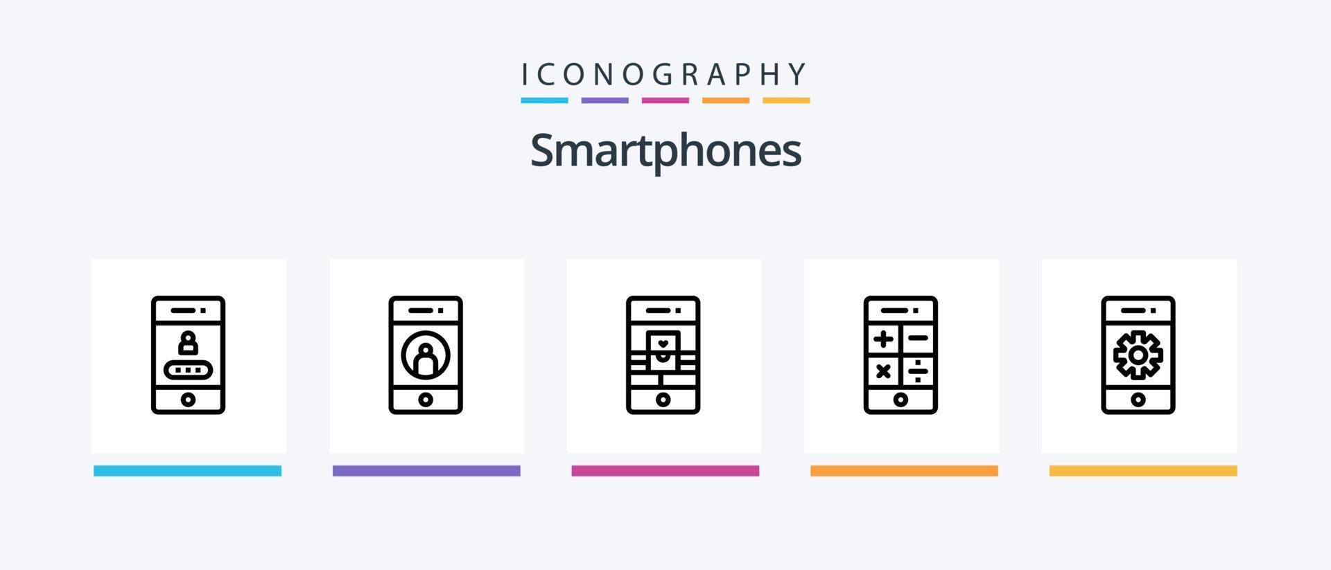 paquete de iconos de línea 5 de teléfonos inteligentes que incluye conexión. teléfono. social. cargar. teléfono. diseño de iconos creativos vector