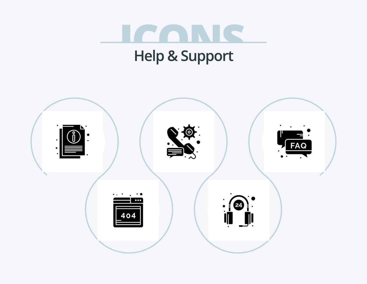 Help And Support Glyph Icon Pack 5 Icon Design. help. message. information. setting. gear vector