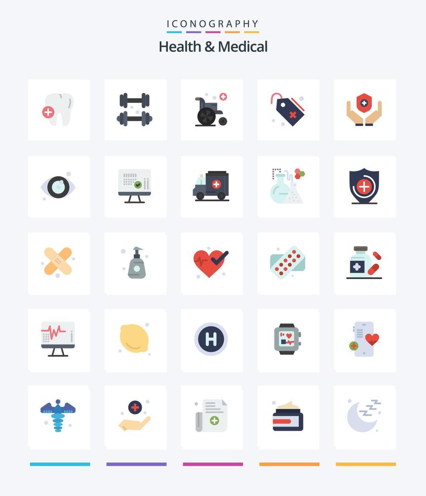 Creative Health And Medical 25 Flat icon pack  Such As handcare. medicine. wheel. medical. add vector