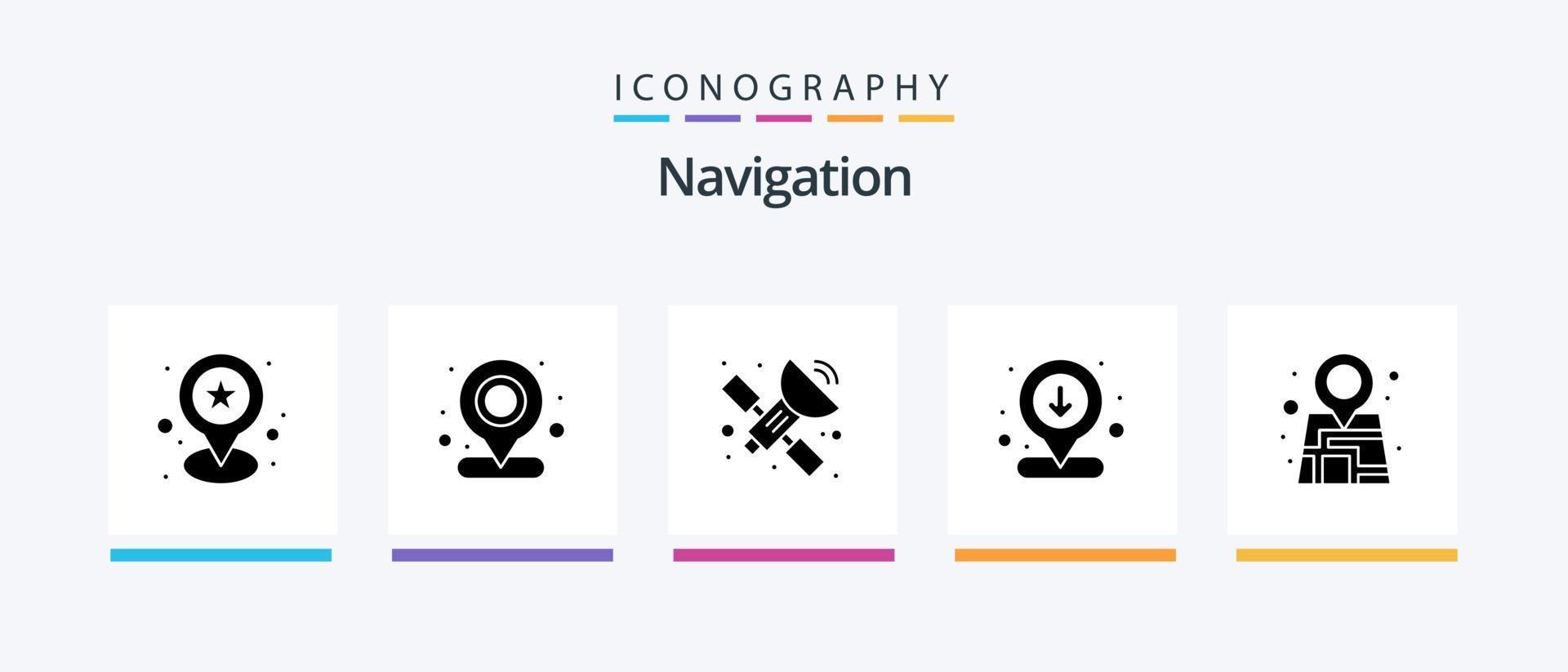 Navigation Glyph 5 Icon Pack Including map. gps. gps. location. interaction. Creative Icons Design vector