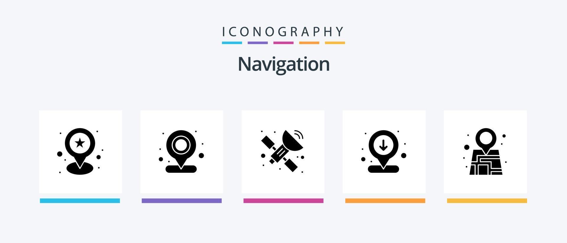 paquete de iconos de glifo 5 de navegación que incluye mapa. GPS. GPS. ubicación. interacción. diseño de iconos creativos vector