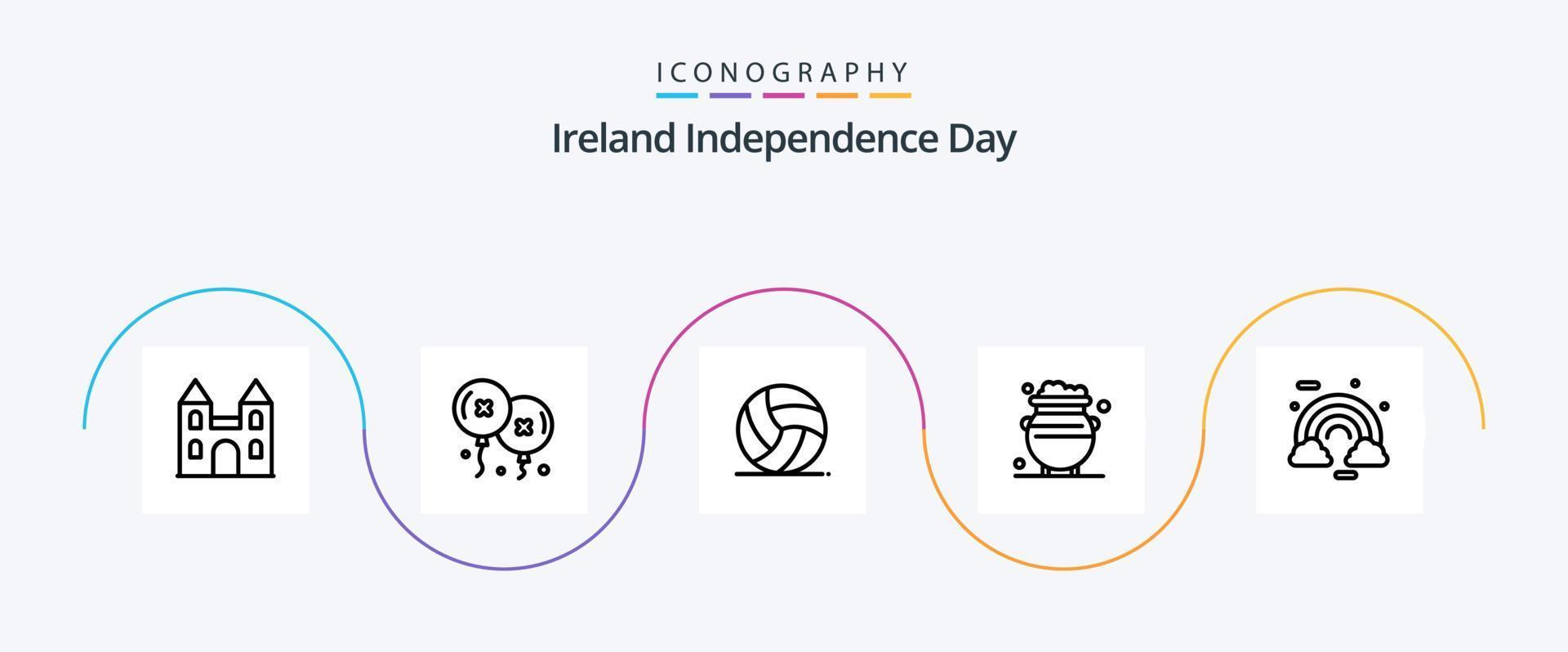 Ireland Independence Day Line 5 Icon Pack Including celebrate. metal. football. luck. fortune vector