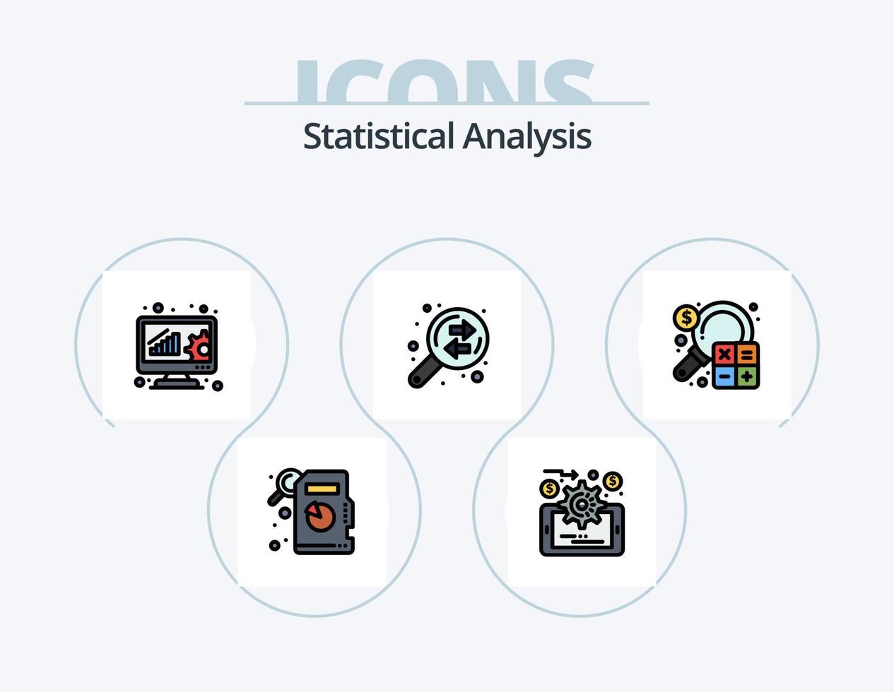Statistical Analysis Line Filled Icon Pack 5 Icon Design. analysis. graph. data analyzing. dollar. analysis vector
