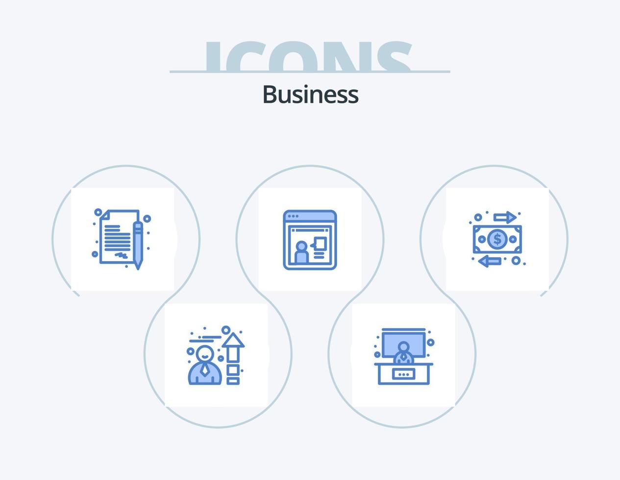 paquete de iconos azul de negocios 5 diseño de iconos. dinero. negocio. contrato. fluir. discusión vector