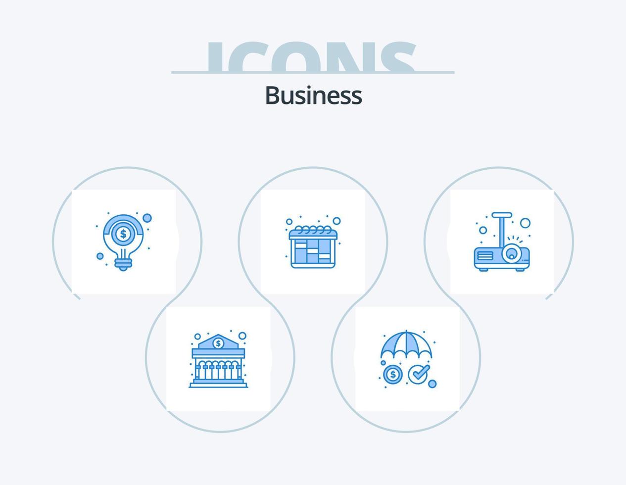 Business Blue Icon Pack 5 Icon Design. presentation. workflow. idea. planning. solution vector