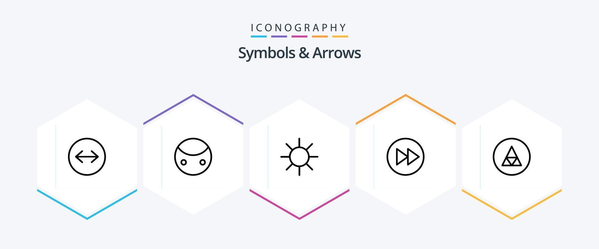 símbolos y flechas paquete de iconos de 25 líneas que incluye signo. magia. logo. música. flechas vector