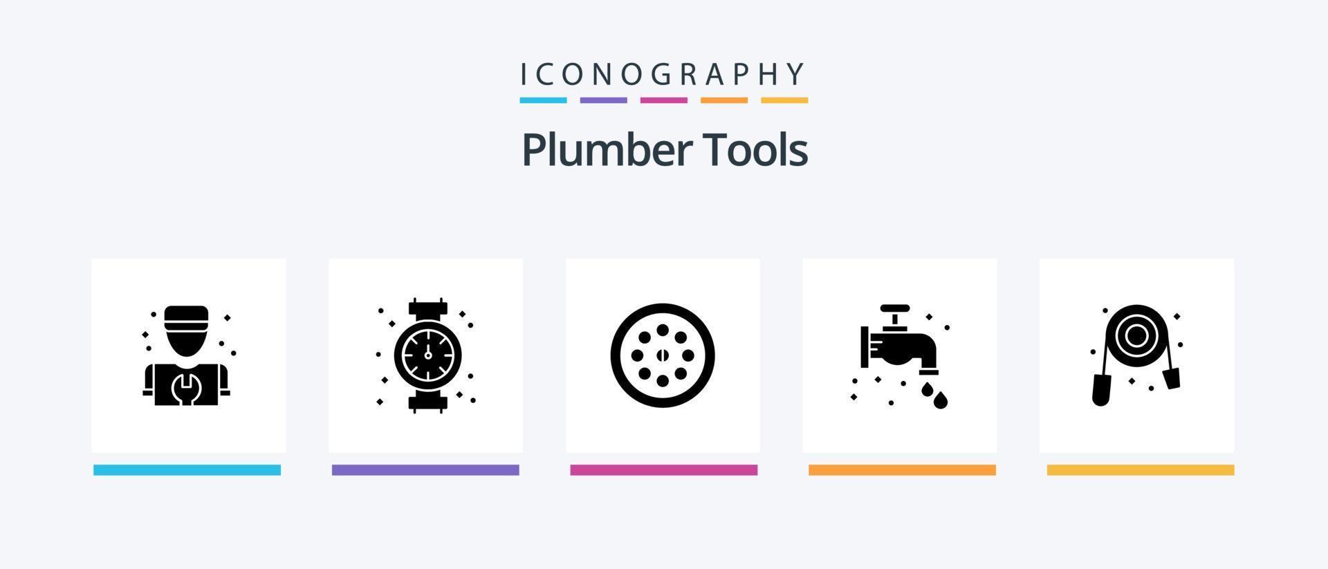 Plumber Glyph 5 Icon Pack Including mechanical. plumbing. extractor. plumber. faucet. Creative Icons Design vector