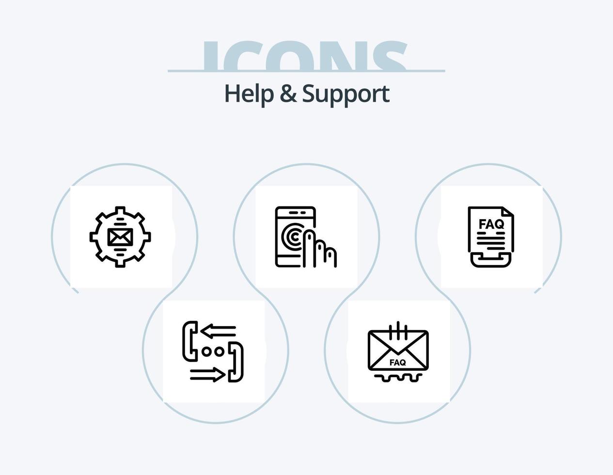 Help And Support Line Icon Pack 5 Icon Design. email. communication. contact. process. help vector