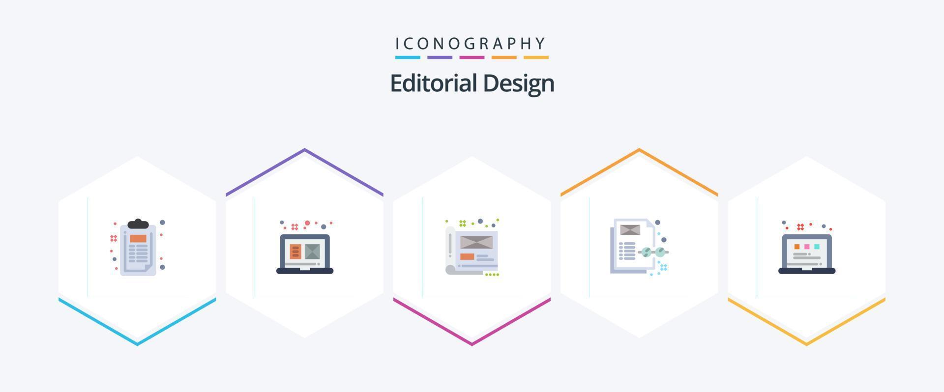 Editorial Design 25 Flat icon pack including layout. content management. art. content. file vector