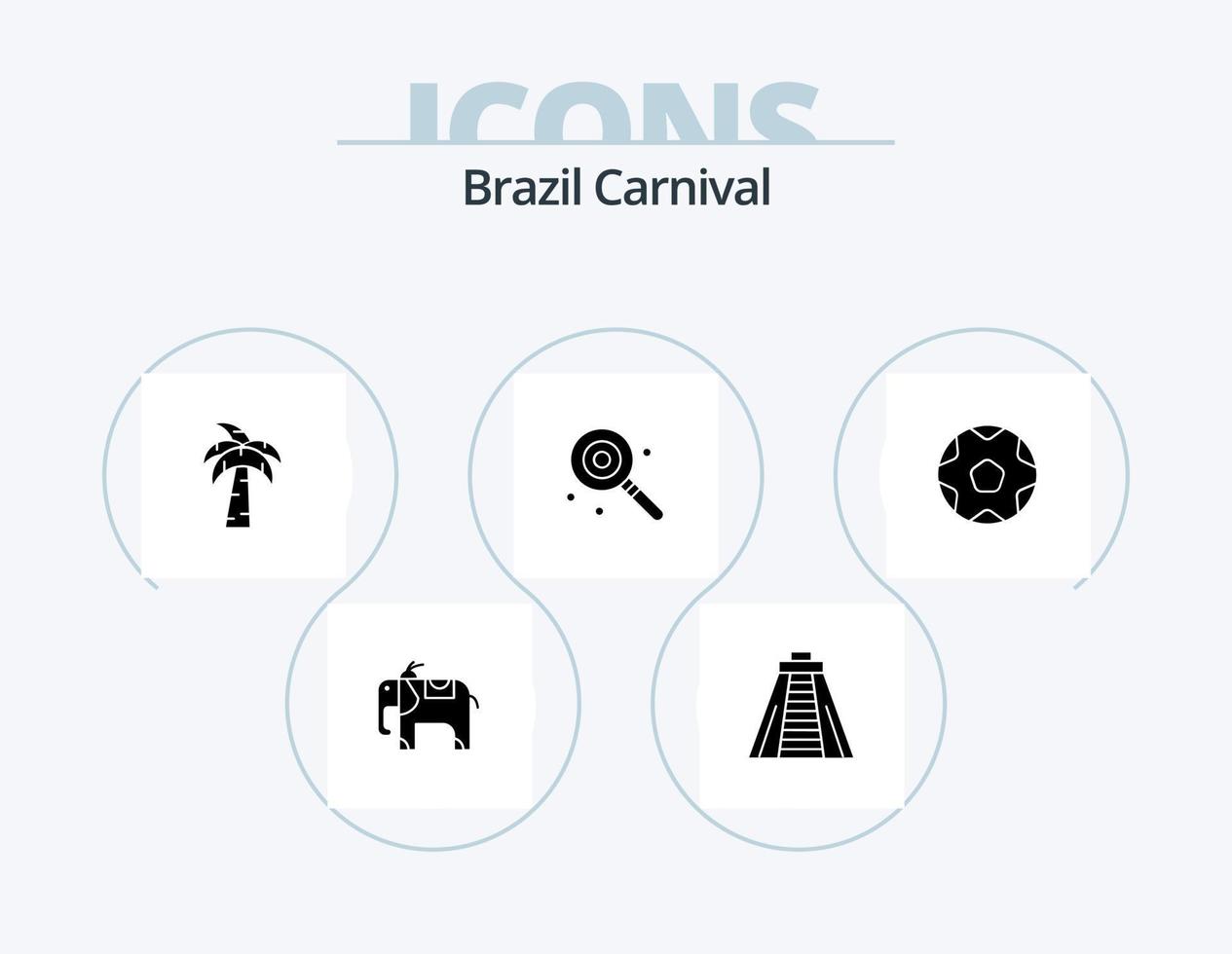 brasil carnaval glifo icono paquete 5 icono diseño. brasileño. Brasil. Monumento. árbol. celebracion vector