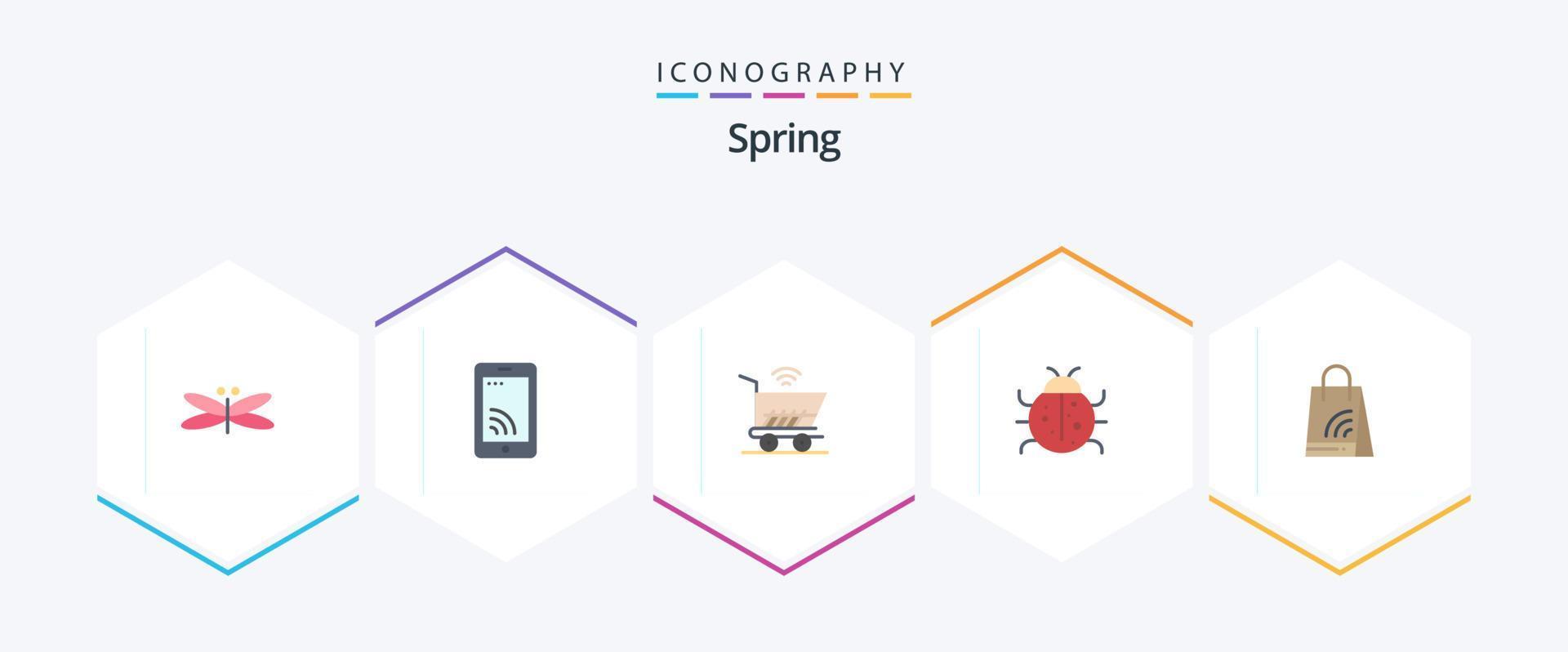 Spring 25 Flat icon pack including spring. ladybug. service. insect. shopping vector