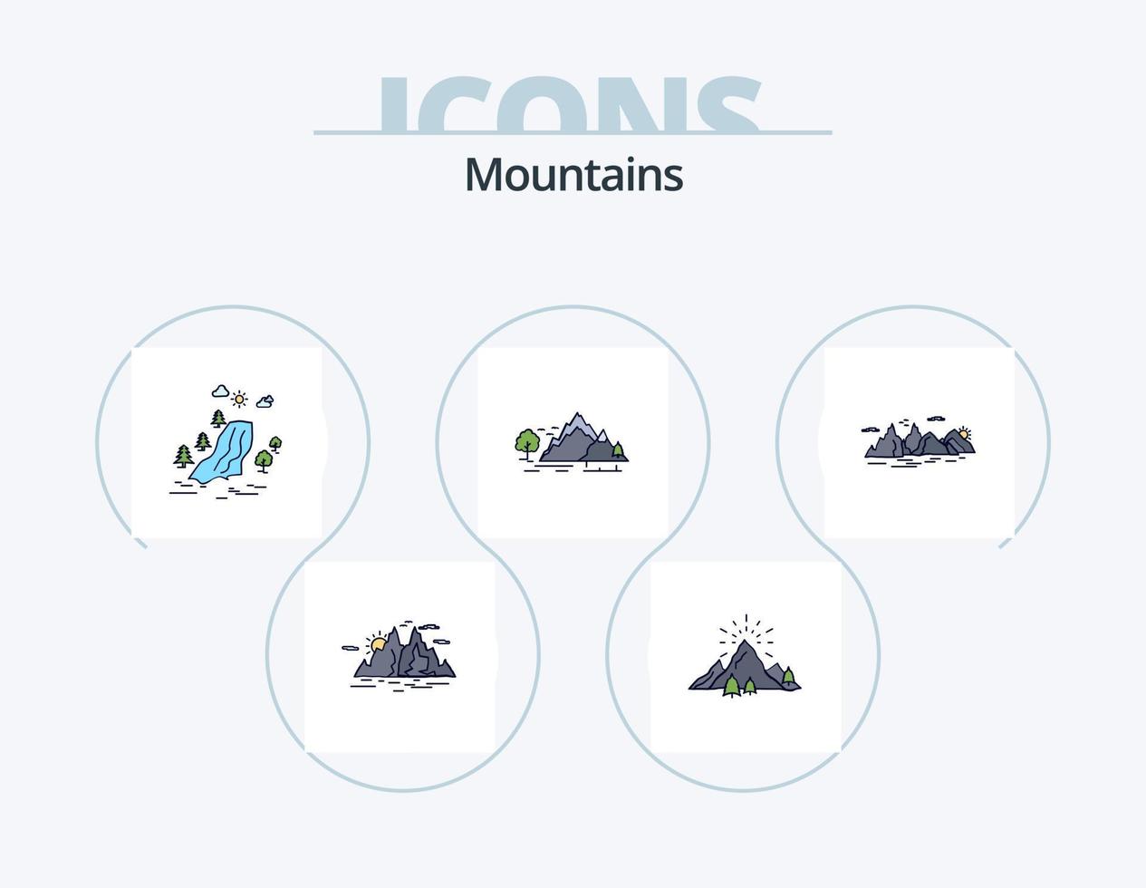 Mountains Line Filled Icon Pack 5 Icon Design. hill. rocks. mountain. blast. landscape vector