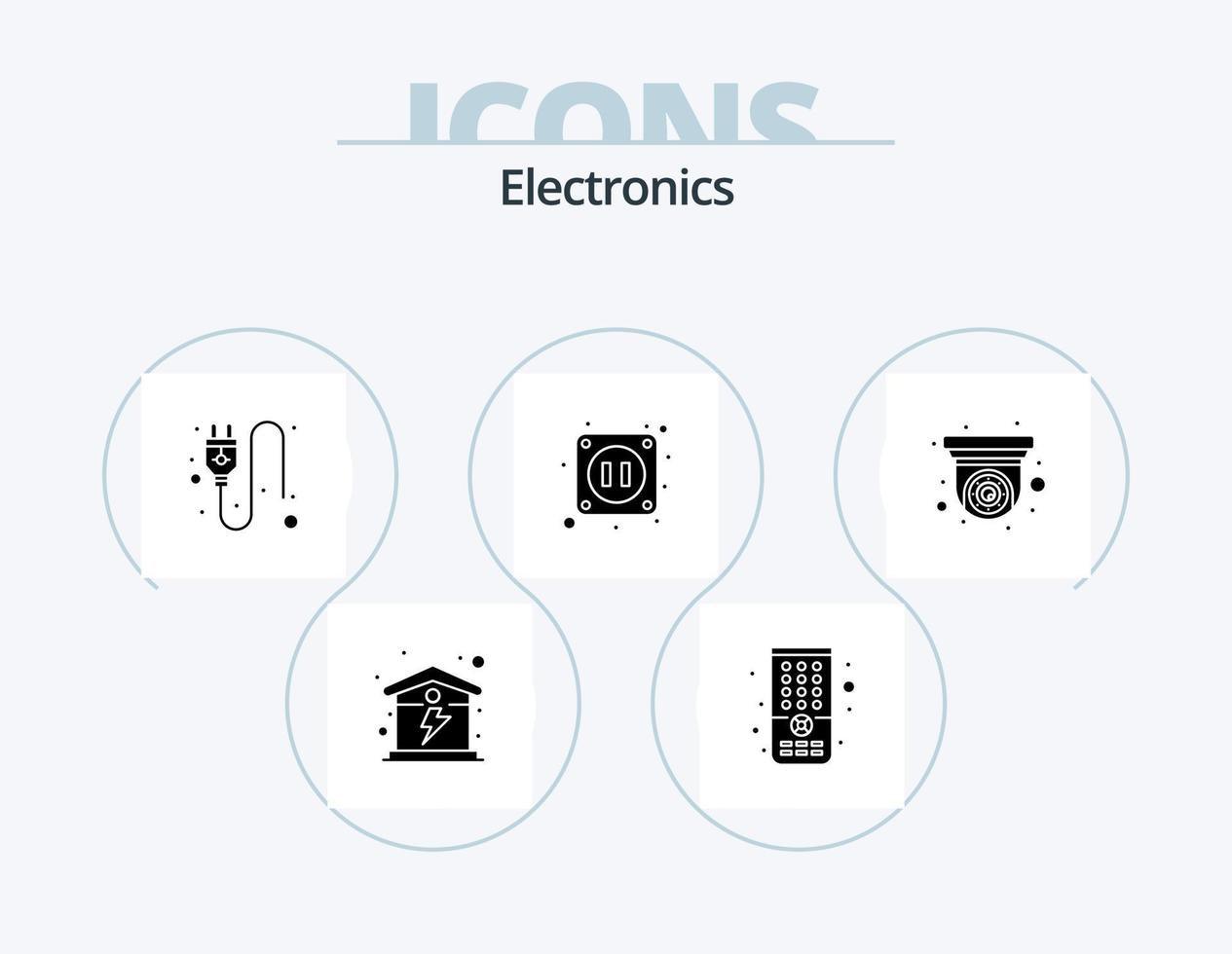 Electronics Glyph Icon Pack 5 Icon Design. . security. plug. cctv. socket vector