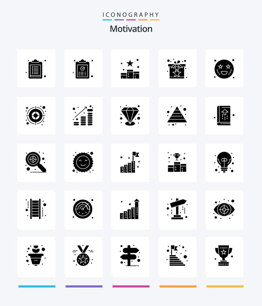 Creative Motivation 25 Glyph Solid Black icon pack  Such As surprise. reward. media. present. social vector