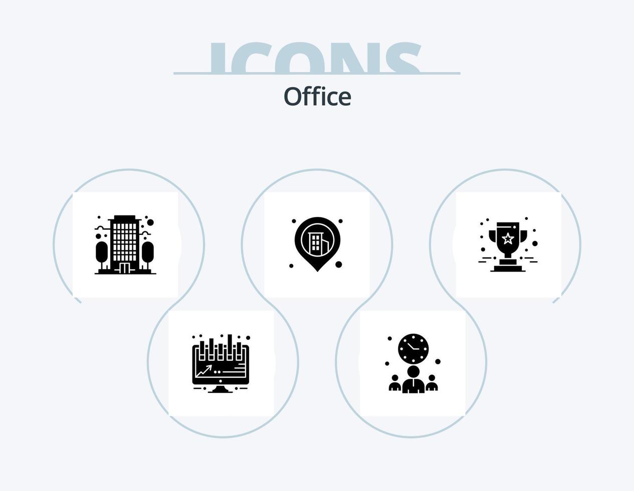 Office Glyph Icon Pack 5 Icon Design. . prize. company. award. map vector