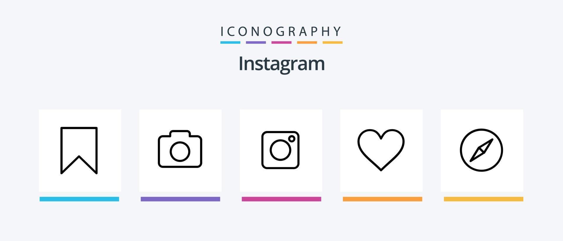 paquete de iconos de la línea 5 de Instagram que incluye vista. social. línea de tiempo foto. cámara. diseño de iconos creativos vector